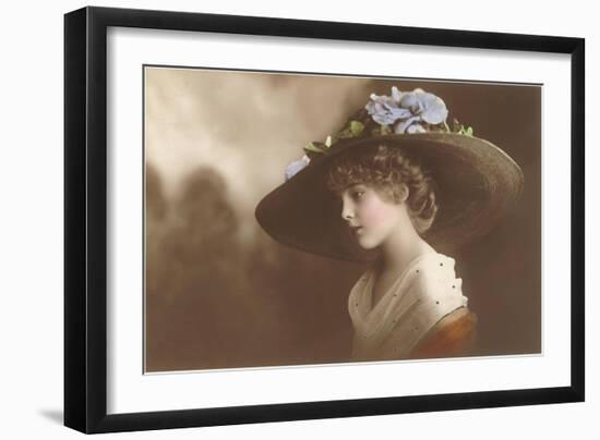 French Fashion, Huge Hat with Flowers-null-Framed Art Print
