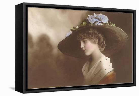 French Fashion, Huge Hat with Flowers-null-Framed Stretched Canvas