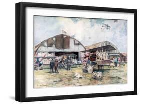 French Fighter Squadron Aerodrome, 1918-Francois Flameng-Framed Giclee Print