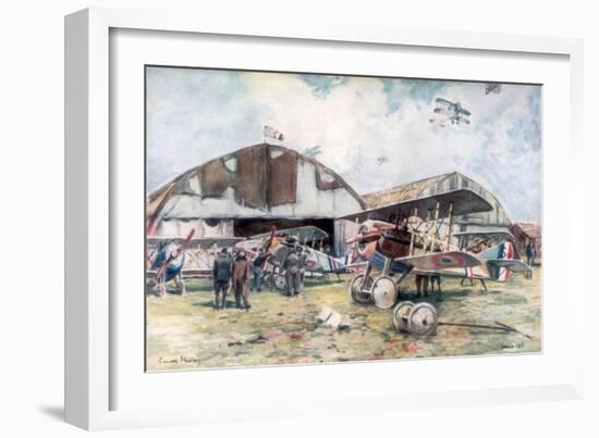 French Fighter Squadron Aerodrome, 1918-Francois Flameng-Framed Giclee Print