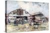French Fighter Squadron Aerodrome, 1918-Francois Flameng-Stretched Canvas