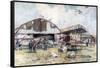 French Fighter Squadron Aerodrome, 1918-Francois Flameng-Framed Stretched Canvas