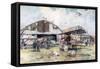 French Fighter Squadron Aerodrome, 1918-Francois Flameng-Framed Stretched Canvas