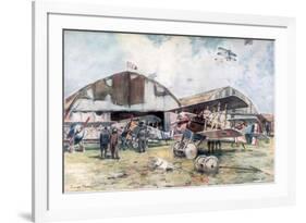 French Fighter Squadron Aerodrome, 1918-Francois Flameng-Framed Giclee Print