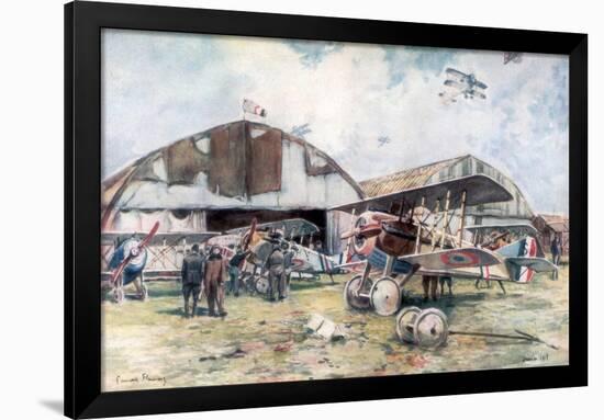 French Fighter Squadron Aerodrome, 1918-Francois Flameng-Framed Giclee Print