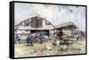 French Fighter Squadron Aerodrome, 1918-Francois Flameng-Framed Stretched Canvas