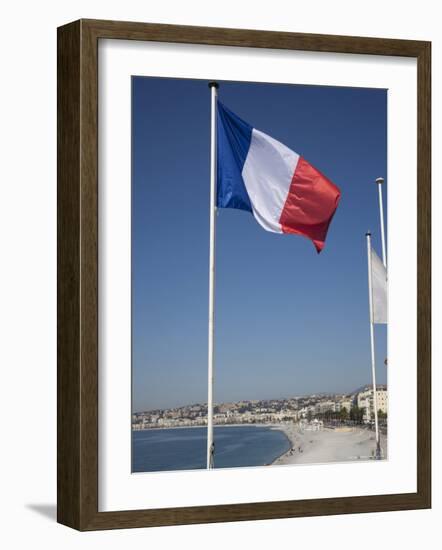 French Flag, Nice, Alpes Maritimes, Provence, Cote d'Azur, French Riviera, France-Angelo Cavalli-Framed Photographic Print