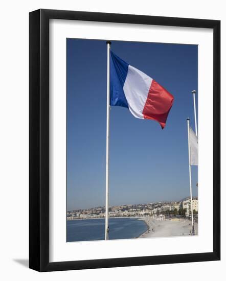 French Flag, Nice, Alpes Maritimes, Provence, Cote d'Azur, French Riviera, France-Angelo Cavalli-Framed Photographic Print