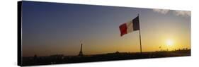 French Flag Waving in the Wind, Paris, France-null-Stretched Canvas