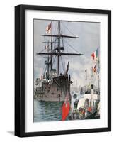 French Flotilla in Portsmouth Harbour, 1891-F Meaulle-Framed Giclee Print