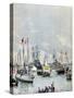 French Flotilla in Portsmouth Harbour, 1891-Paul Senau-Stretched Canvas