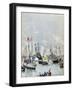 French Flotilla in Portsmouth Harbour, 1891-Paul Senau-Framed Giclee Print