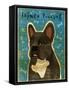 French French Bulldog - Black Brindle and White-John W Golden-Framed Stretched Canvas