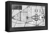 French Garden Blueprint II-null-Framed Stretched Canvas