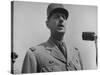 French Gen. Charles de Gaulle Speaking Into Mike During His Visit with Us Officials-George Skadding-Stretched Canvas