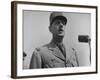 French Gen. Charles de Gaulle Speaking Into Mike During His Visit with Us Officials-George Skadding-Framed Premium Photographic Print