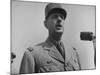 French Gen. Charles de Gaulle Speaking Into Mike During His Visit with Us Officials-George Skadding-Mounted Premium Photographic Print