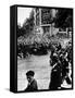 French Gen. Charles de Gaulle Waving to Jubilant Crowds Following Liberation of Paris-Ralph Morse-Framed Stretched Canvas