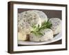 French Goat Cheese on Wooden Table, Clos Des Iles, Le Brusc, Cote d'Azur, Var, France-Per Karlsson-Framed Photographic Print