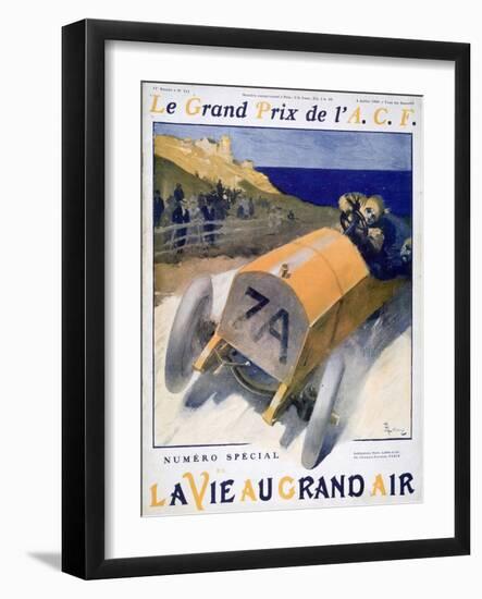 French Grand Prix, Cover of the Magazine 'La Vie Au Grand Air, 1908-null-Framed Giclee Print