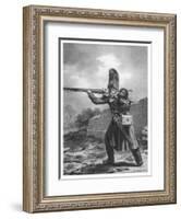 French Grenadier with Rescued Bandaged Dog in His Backpack-null-Framed Art Print