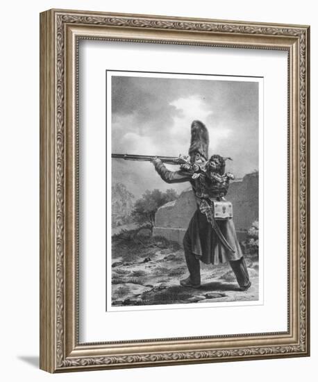 French Grenadier with Rescued Bandaged Dog in His Backpack-null-Framed Art Print