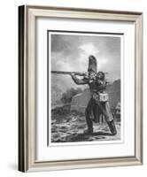 French Grenadier with Rescued Bandaged Dog in His Backpack-null-Framed Art Print