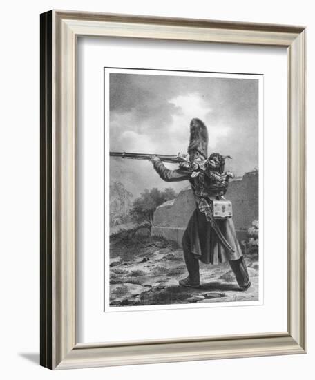 French Grenadier with Rescued Bandaged Dog in His Backpack-null-Framed Art Print