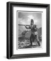 French Grenadier with Rescued Bandaged Dog in His Backpack-null-Framed Art Print