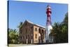 French Guiana, Ile Royale. Lighthouse Situated on Prison Island-Alida Latham-Stretched Canvas