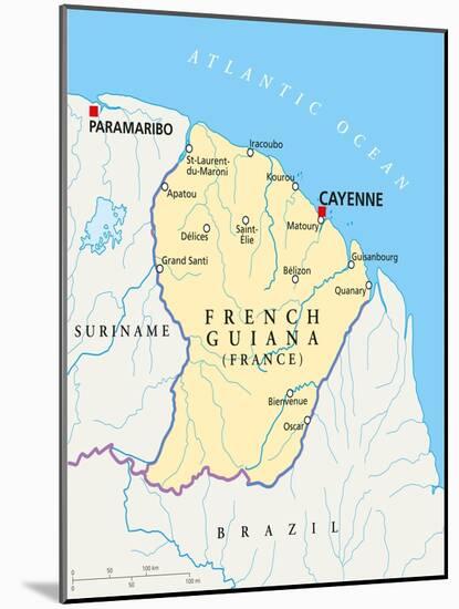 French Guiana Political Map-Peter Hermes Furian-Mounted Art Print
