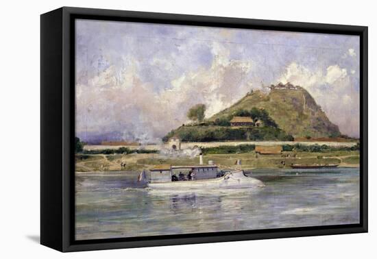 French Gunboat in Front of Tuyen Quan-Lyubov Sergeevna Popova-Framed Stretched Canvas