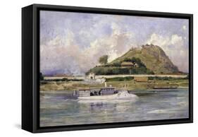 French Gunboat in Front of Tuyen Quan-Lyubov Sergeevna Popova-Framed Stretched Canvas