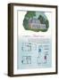 French House and Floor Plan-null-Framed Art Print