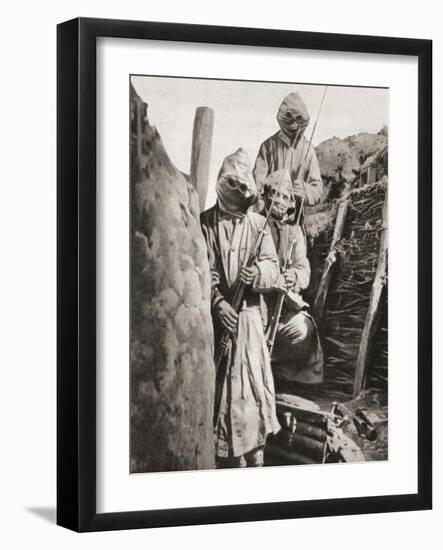French Infantrymen During WWI Wearing Respirators to Protect Them Against German Poison Gas-null-Framed Giclee Print