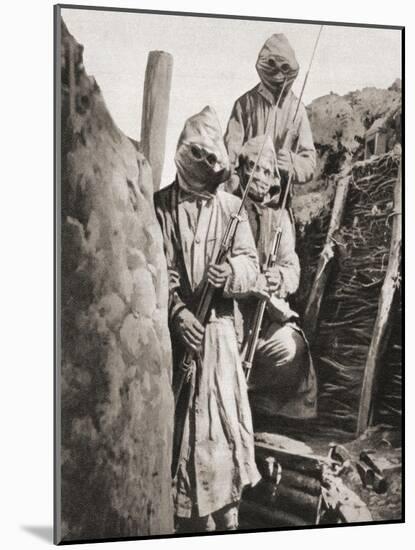 French Infantrymen During WWI Wearing Respirators to Protect Them Against German Poison Gas-null-Mounted Giclee Print