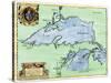 French Jesuit Map of Lake Superior, Upper Michigan, and Wisconsin, 1600s-null-Stretched Canvas