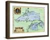 French Jesuit Map of Lake Superior, Upper Michigan, and Wisconsin, 1600s-null-Framed Giclee Print