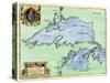 French Jesuit Map of Lake Superior, Upper Michigan, and Wisconsin, 1600s-null-Stretched Canvas