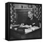French Journalist Fernand De Brinon Sitting at His Desk-null-Framed Stretched Canvas