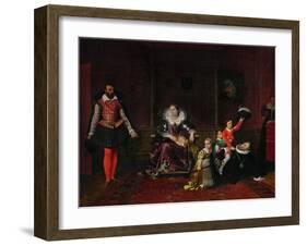 French King Henri IV Plays with His Children as the Spanish Ambassador Enters-Jean-Auguste-Dominique Ingres-Framed Giclee Print