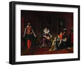 French King Henri IV Plays with His Children as the Spanish Ambassador Enters-Jean-Auguste-Dominique Ingres-Framed Giclee Print