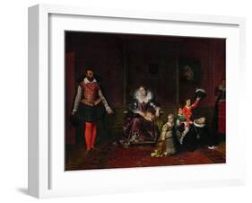 French King Henri IV Plays with His Children as the Spanish Ambassador Enters-Jean-Auguste-Dominique Ingres-Framed Giclee Print