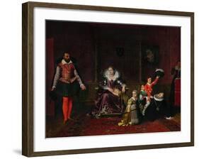 French King Henri IV Plays with His Children as the Spanish Ambassador Enters-Jean-Auguste-Dominique Ingres-Framed Giclee Print