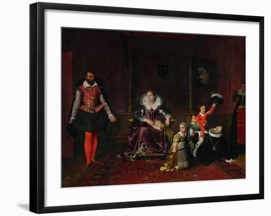 French King Henri IV Plays with His Children as the Spanish Ambassador Enters-Jean-Auguste-Dominique Ingres-Framed Giclee Print