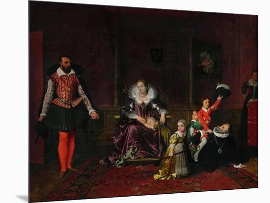 French King Henri IV Plays with His Children as the Spanish Ambassador Enters-Jean-Auguste-Dominique Ingres-Mounted Giclee Print