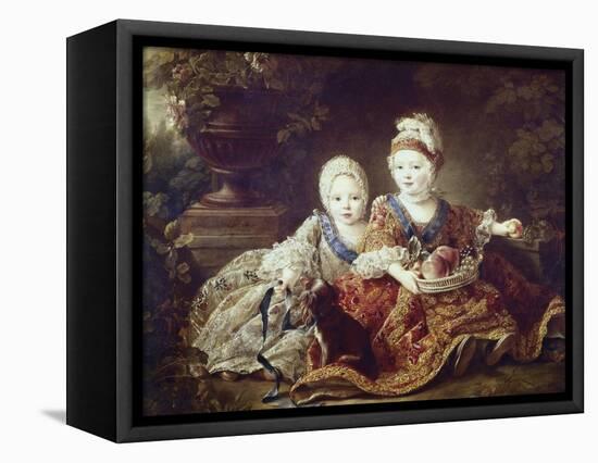 French Kings to Be: Louis XVI and Louis XVIII as Babies-Francois Hubert Drouais-Framed Stretched Canvas