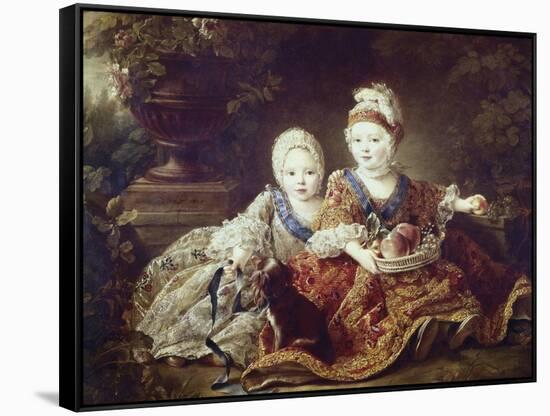 French Kings to Be: Louis XVI and Louis XVIII as Babies-Francois Hubert Drouais-Framed Stretched Canvas