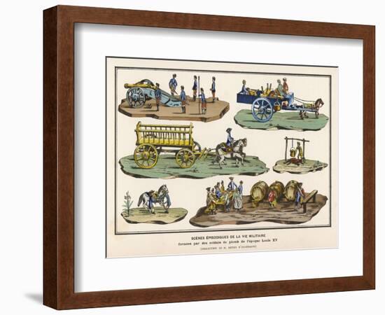 French Lead Toy Soldiers with Horses Carts Artillery and Other Equipment-null-Framed Art Print