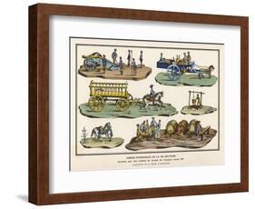 French Lead Toy Soldiers with Horses Carts Artillery and Other Equipment-null-Framed Art Print